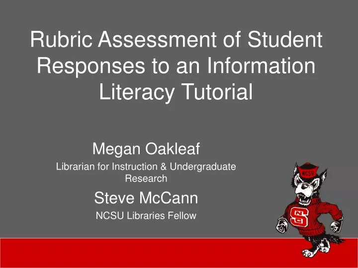 rubric assessment of student responses to an information literacy tutorial