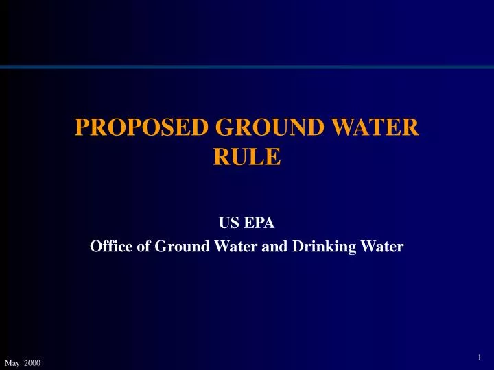 proposed ground water rule