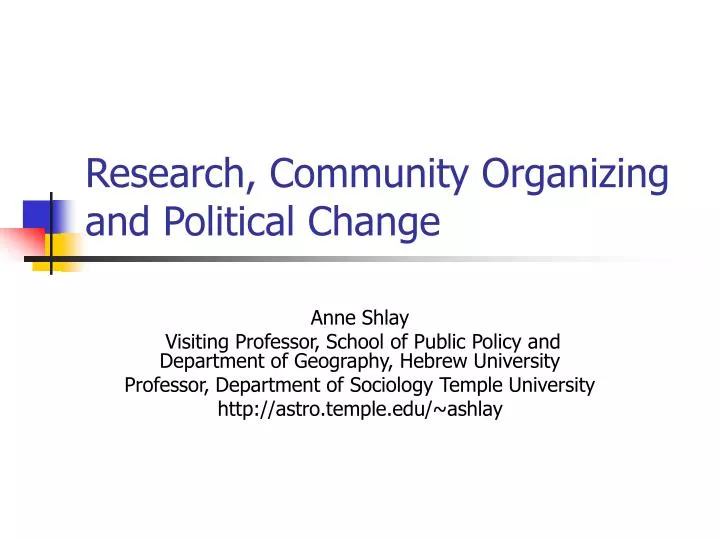 research community organizing and political change
