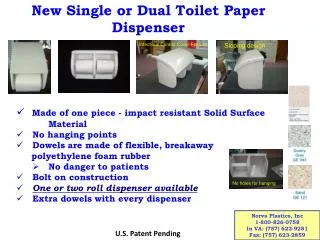 New Single or Dual Toilet Paper Dispenser
