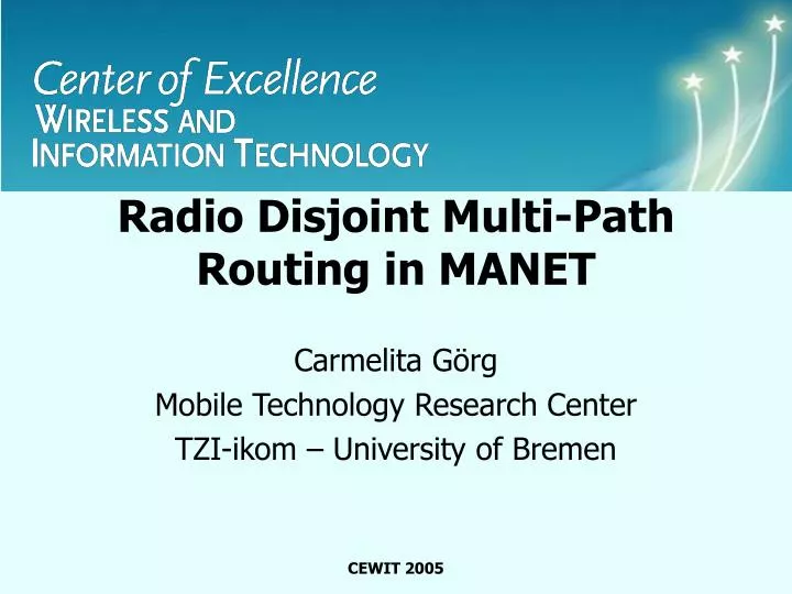 radio disjoint multi path routing in manet