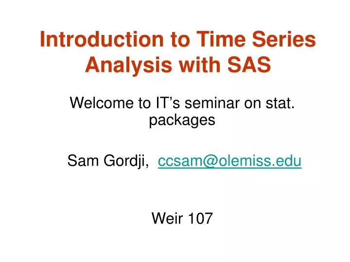 introduction to time series analysis with sas