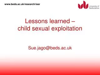 Lessons learned – child sexual exploitation