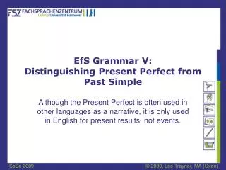 EfS Grammar V: Distinguishing Present Perfect from Past Simple
