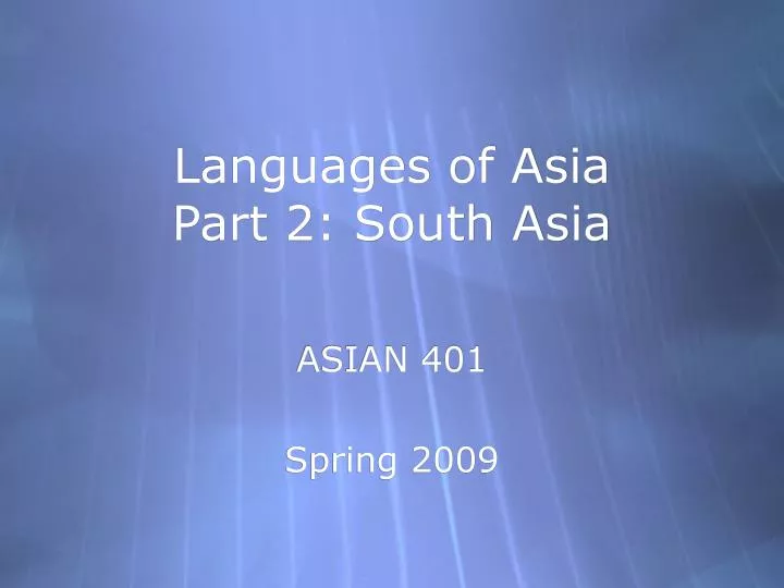 languages of asia part 2 south asia
