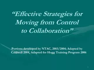 “Effective Strategies for Moving from Control to Collaboration”