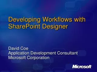 Developing Workflows with SharePoint Designer