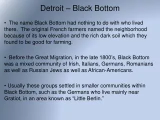 Detroit – Black Bottom
