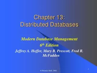 Chapter 13: Distributed Databases