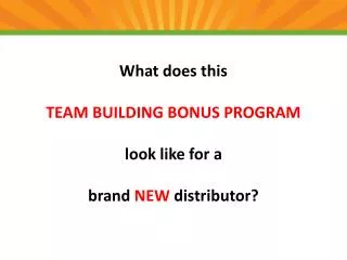 What does this TEAM BUILDING BONUS PROGRAM look like for a brand NEW distributor?