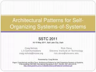 Architectural Patterns for Self-Organizing Systems-of-Systems