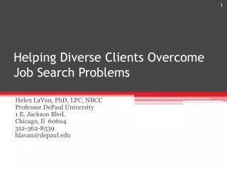 Helping Diverse Clients Overcome Job Search Problems