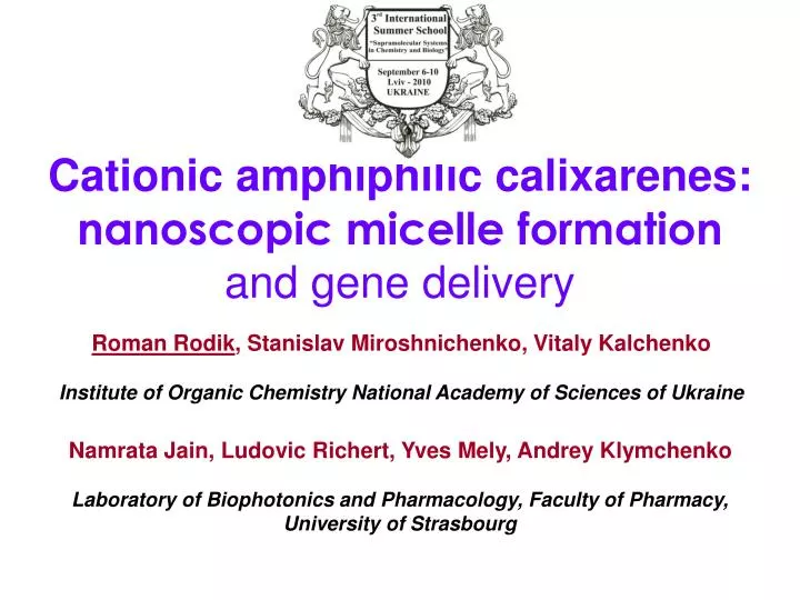 cationic amphiphilic calixarenes nanoscopic micelle formation and gene delivery