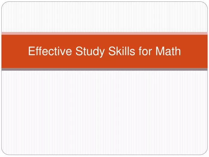 effective study skills for math