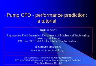 Pump CFD - performance prediction: a tutorial