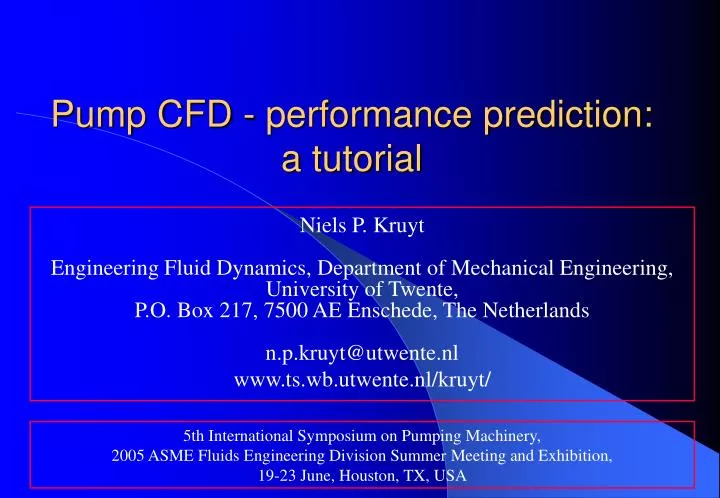 pump cfd performance prediction a tutorial