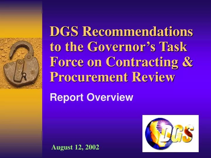 dgs recommendations to the governor s task force on contracting procurement review