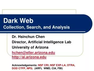 Dark Web Collection, Search, and Analysis