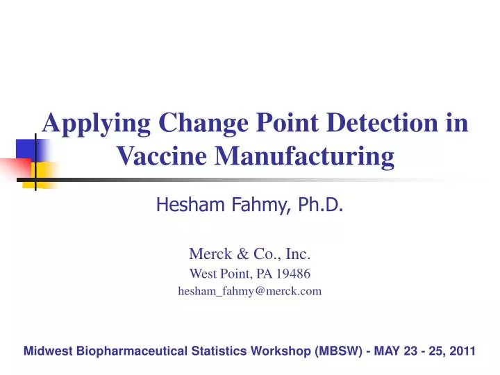 applying change point detection in vaccine manufacturing