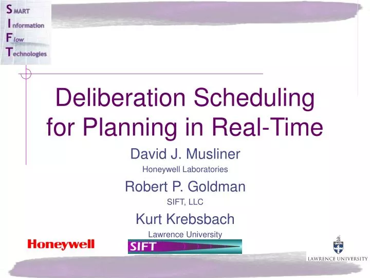 deliberation scheduling for planning in real time