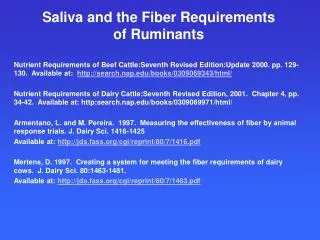 Saliva and the Fiber Requirements of Ruminants