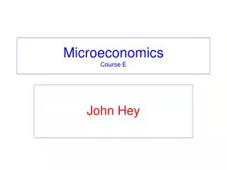 Microeconomics Course E