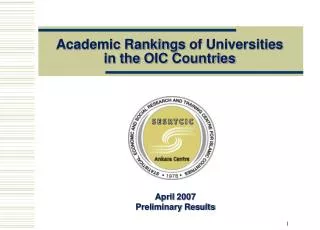 Academic Ranking s of Universities in the OIC Countries