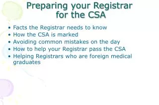 Preparing your Registrar for the CSA