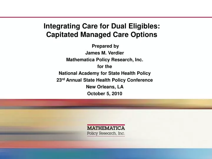 integrating care for dual eligibles capitated managed care options