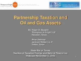 Partnership Taxation and Oil and Gas Assets
