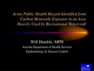 Acute Public Health Hazard Identified from Carbon Monoxide Exposure in an Area Heavily Used by Recreational Watercraft