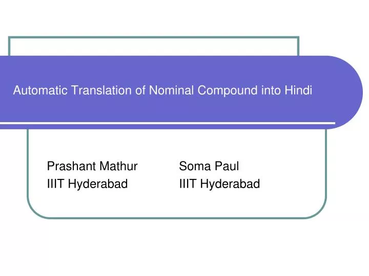 automatic translation of nominal compound into hindi