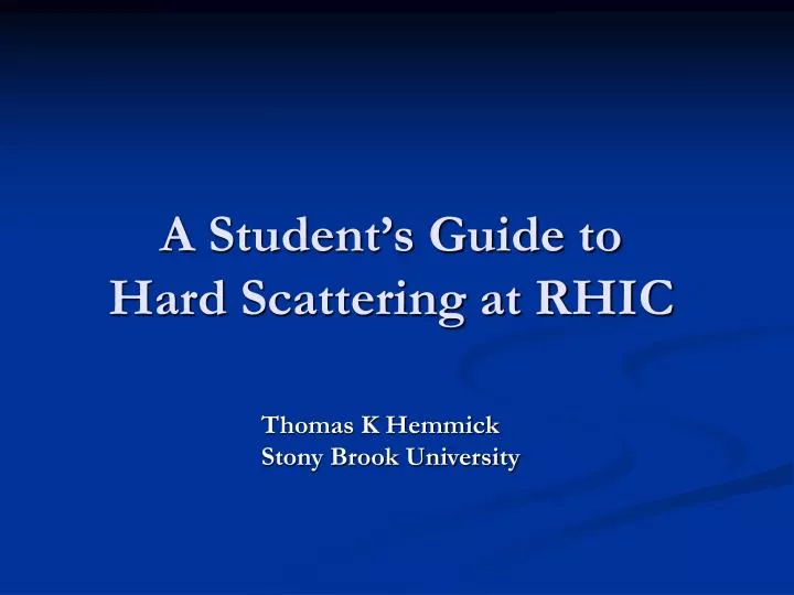a student s guide to hard scattering at rhic