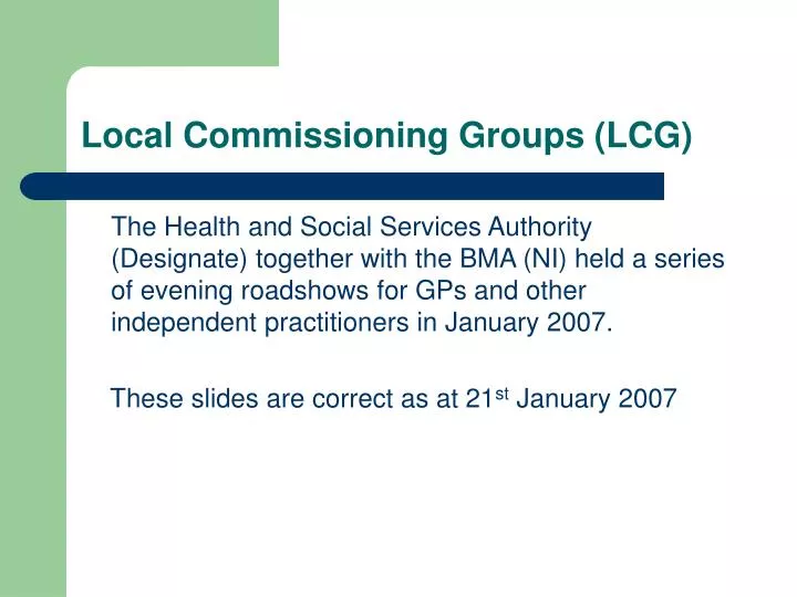 local commissioning groups lcg