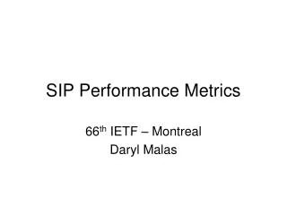 SIP Performance Metrics