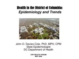 Health in the District of Columbia: Epidemiology and Trends