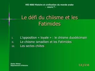 le d fi du chiisme et les fatimides