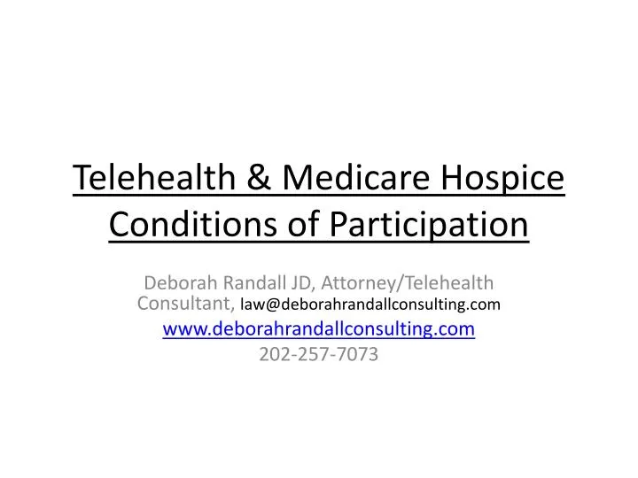 telehealth medicare hospice conditions of participation