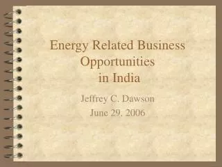 Energy Related Business Opportunities in India
