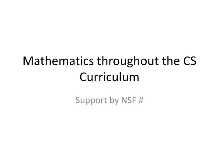 mathematics throughout the cs curriculum