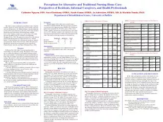 Perceptions for Alternative and Traditional Nursing Home Care: Perspectives of Residents, Informal Caregivers, and Heal