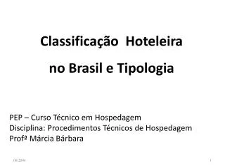 Classificação Hoteleira no Brasil e Tipologia