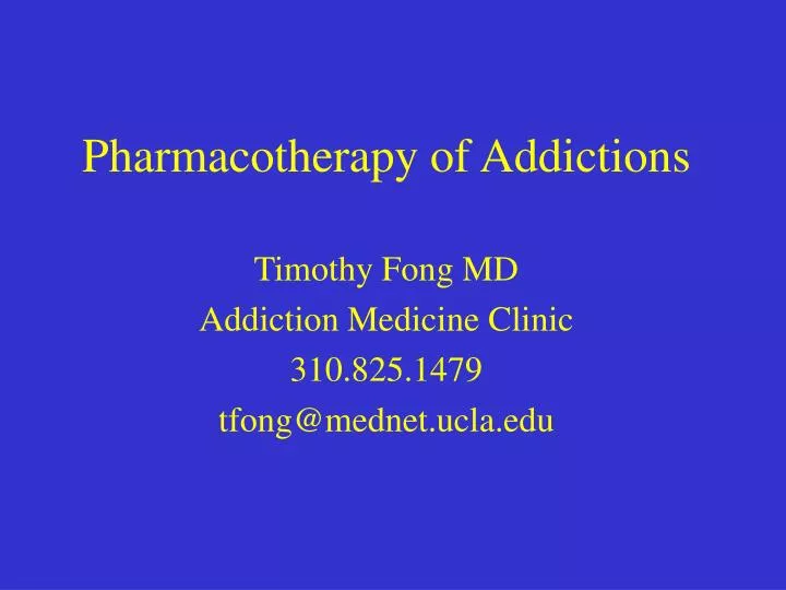 pharmacotherapy of addictions