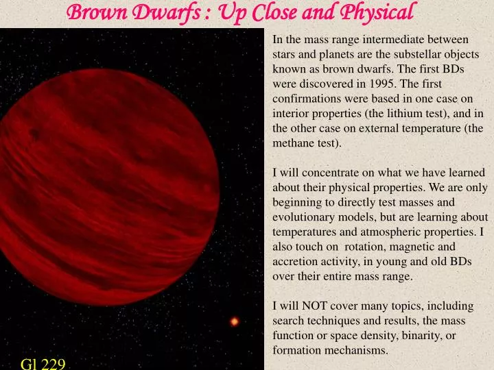 brown dwarfs up close and physical