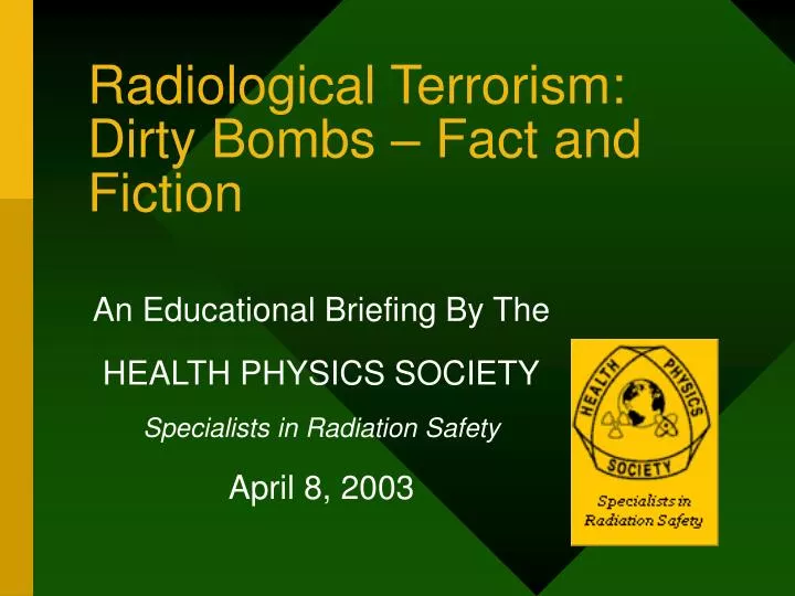 radiological terrorism dirty bombs fact and fiction