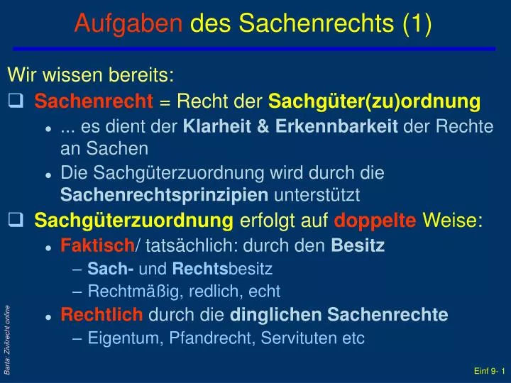 aufgaben des sachenrechts 1