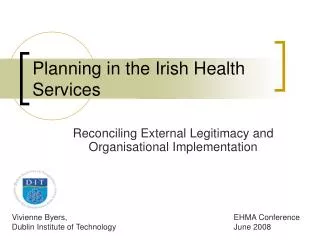 Planning in the Irish Health Services