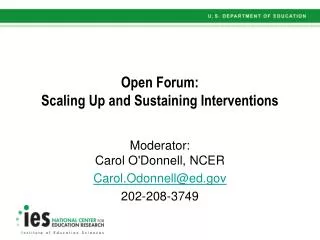 Open Forum: Scaling Up and Sustaining Interventions