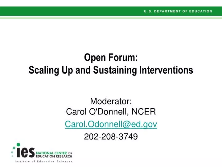 open forum scaling up and sustaining interventions
