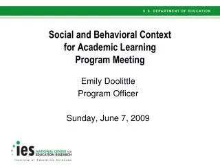 Social and Behavioral Context for Academic Learning Program Meeting